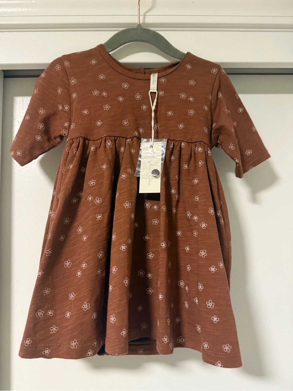 Rylee + Cru Rust Brown Floral Short-Sleeve Dress
